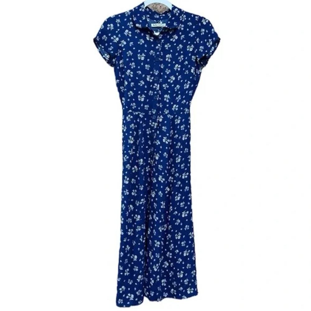 Reformation Maison Fauna Floral Blue Shirt Dress Midi Blue Cap Sleeve 2 XS - Picture 6 of 13